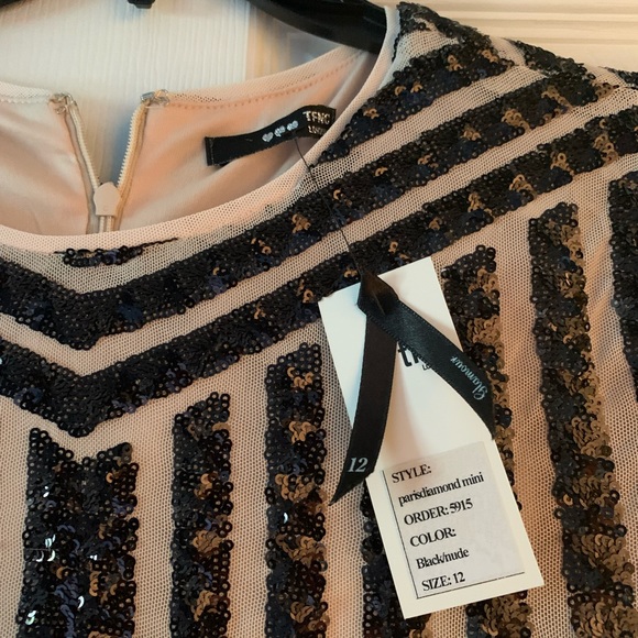 Super cute mini dress! Nude color with black beading. Adorable for a night out! - Picture 3 of 4